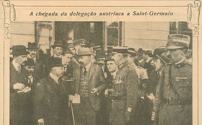 A CHEGADA DA DELEGAÇÃO AUSTRÍACA A SAINT-GERMAIN (IN ILUSTRAÇÃO PORTUGUESA, EDIÇÃO DE 9 DE JUNHO DE 1919)