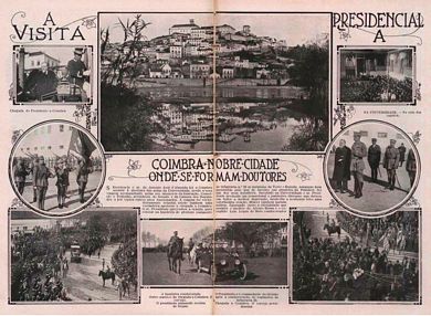 REPORTAGEM DA VISITA DO PRESIDENTE DA REPÚBLICA A COIMBRA (IN "ILUSTRAÇÃO PORTUGUESA" DE 15 DE DEZEMBRO DE 1919, PÁGINAS CENTRAIS)