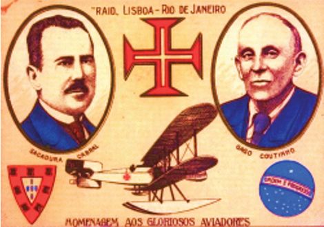 Aviadores Sacadura Cabral e Gago Coutinho (postal da poca)
